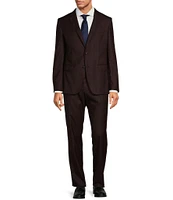 Hugo Boss Slim Fit Flat Front Plain Check 2-Piece Suit