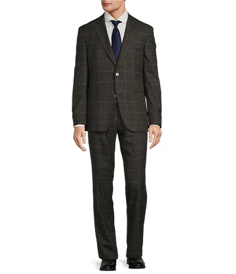 Hugo Boss Slim Fit Flat Front Plain Check Pattern 2-Piece Suit