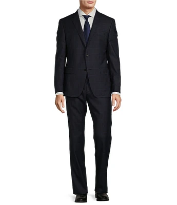 Hugo Boss Slim Fit Flat Front Plain Check Pattern 2-Piece Suit