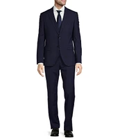 Hugo Boss Slim Fit Flat Front Plain Check Pattern Vested 3-Piece Suit