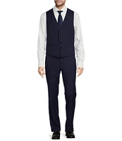 Hugo Boss Slim Fit Flat Front Plain Check Pattern Vested 3-Piece Suit