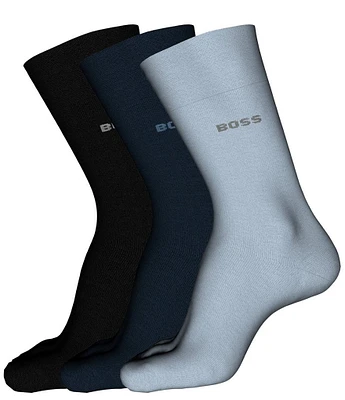 Hugo Boss Solid Assorted Uni Colors Crew Dress Socks 3-Pack