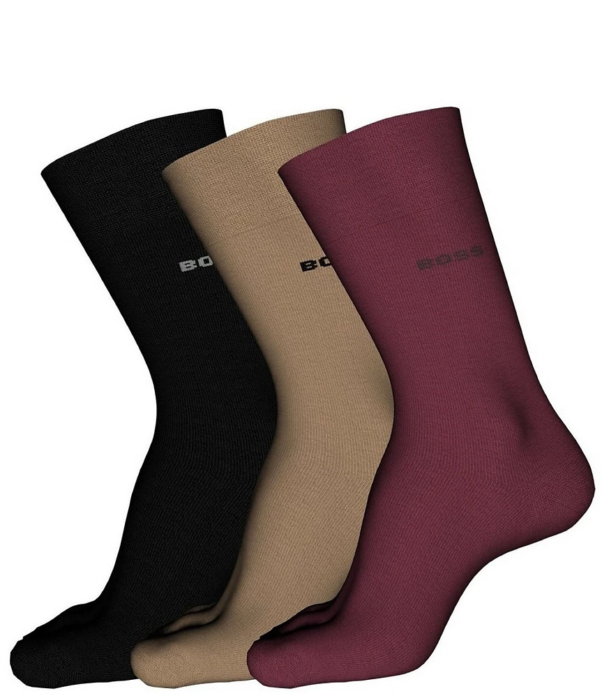 Hugo Boss Solid Uni Colors Crew Dress Socks 3-Pack