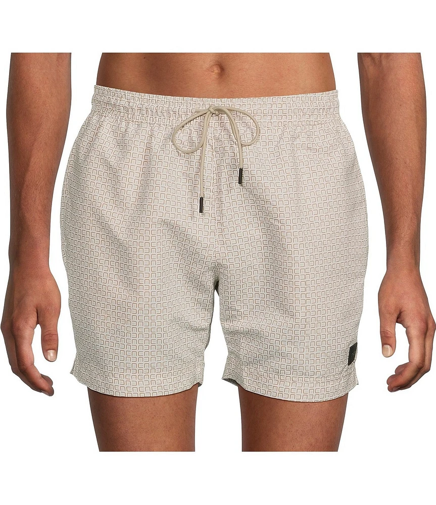 Hugo Boss Vibe Mini-Pattern 5.1#double; Inseam Swim Trunks