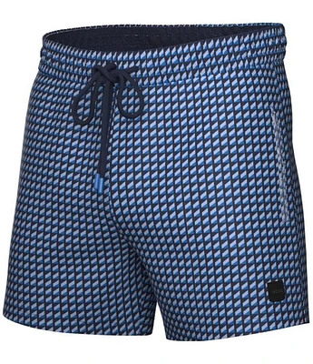 Hugo Boss Vibe Mini-Pattern Print 5#double; Inseam Swim Trunks