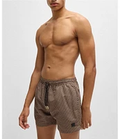 Hugo Boss Vibe Mini Pattern Printed 5#double; Inseam Swim Trunks