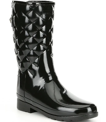 Hunter Refined Gloss Quilted Waterproof Boots