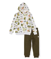 Hurley Little Boys 2T-7 Long Sleeve Camping Bear Hooded Pullover And Jogger 2-Piece Set