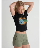 Hurley Ashbury Short Sleeve Baby Rib Knit Crop T-Shirt