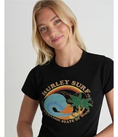Hurley Ashbury Short Sleeve Baby Rib Knit Crop T-Shirt