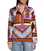 Hurley Long Sleeve Printed Half Snap Sherpa Pullover Jacket