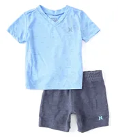 Hurley Baby Boys 12-24 Months V-Neck Cloud Slub Tee & French Terry Short Set