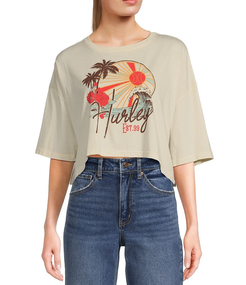 Hurley Beach Class Short Sleeve Boyfriend Cropped T-Shirt