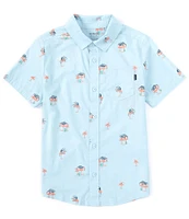 Hurley Big Boys 8-20 Flamingo Print Short Sleeve Swami Stretch Woven Shirt