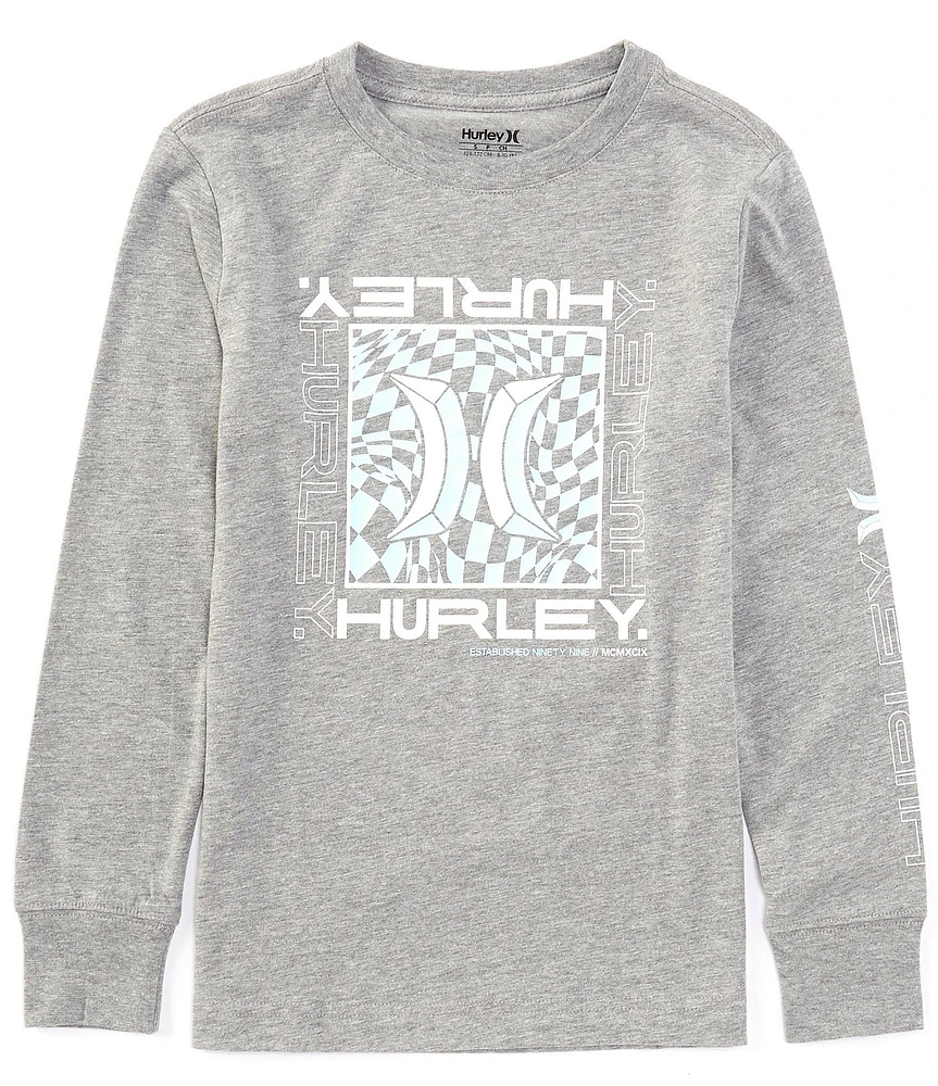 Hurley Big Boys 8-20 Long Sleeve Check Box Graphic T-shirt