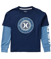 Hurley Big Boys 8-20 Long Sleeve Logo-Detailed Two-Fer T-Shirt