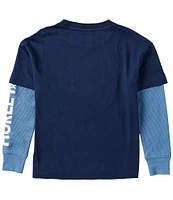 Hurley Big Boys 8-20 Long Sleeve Logo-Detailed Two-Fer T-Shirt