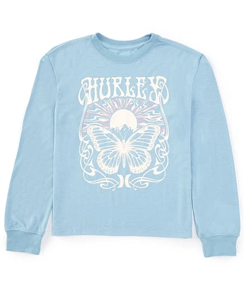 Hurley Big Girls 7-16 Long-Sleeve Butterfly Screenprint T-Shirt