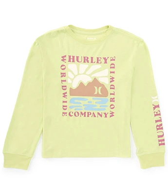 Hurley Big Girls 7-16 Long Sleeve Sunset Cutout Graphic T-Shirt