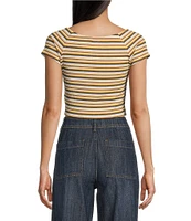 Hurley Brandy Cap Sleeve Yarn Dyed Stripe Striped Cropped Top