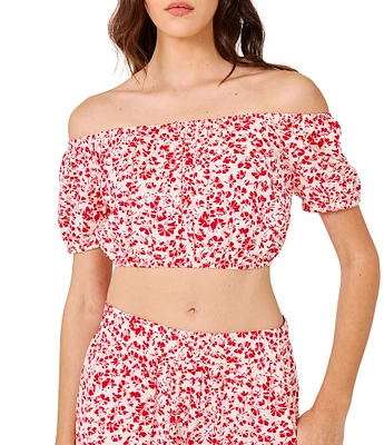 Hurley Carefree Floral Print Crop Blouse