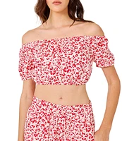Hurley Carefree Floral Print Crop Blouse