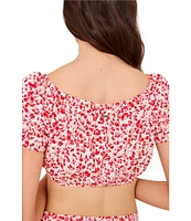 Hurley Carefree Floral Print Crop Blouse