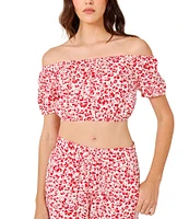 Hurley Carefree Floral Print Crop Blouse