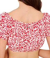 Hurley Carefree Floral Print Crop Blouse