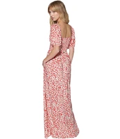 Hurley Carefree Floral Print Square Neck Short Sleeve Maxi Dress