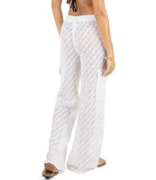 Hurley Crochet Knit High Waist Cargo Pocket Beach Swim Cover-Up Pants