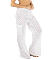 Hurley Crochet Knit High Waist Cargo Pocket Beach Swim Cover-Up Pants