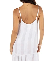 Hurley Dobby Gauze Stripe Scoop Neck Mini Dress Swim Cover-Up