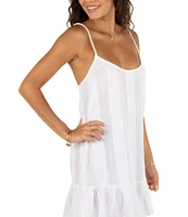 Hurley Dobby Gauze Stripe Scoop Neck Mini Dress Swim Cover-Up