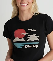 Hurley El Dorado Short Sleeve Cropped Graphic Baby Rib Knit T-Shirt
