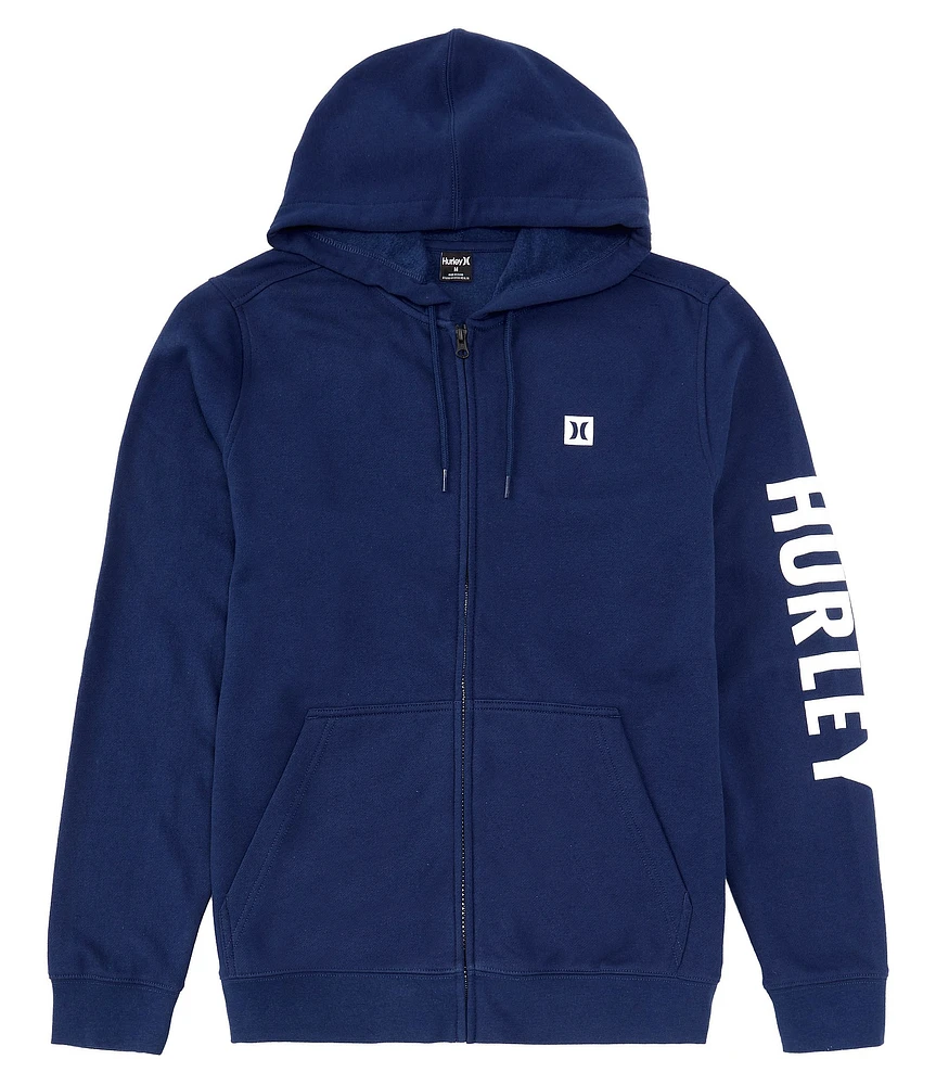 Hurley Icon Boxed Long-Sleeve Brushed-Fleece Full Zip Hooded Jacket