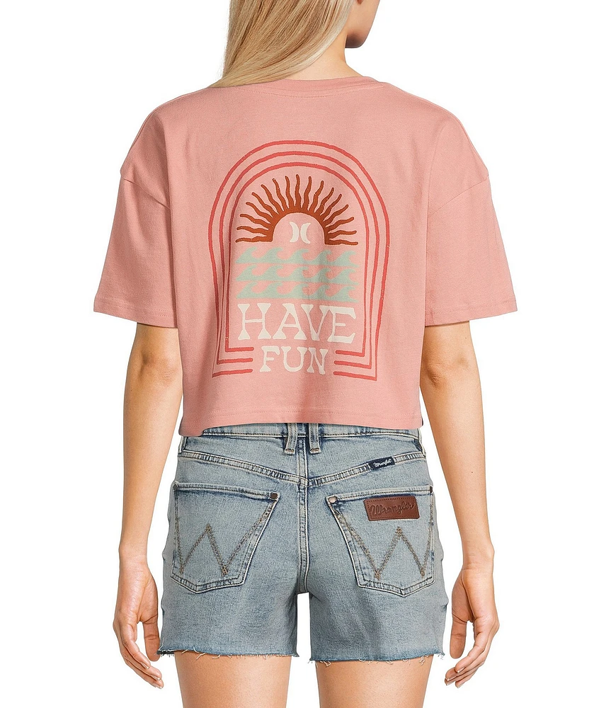 Hurley Leisure Short Sleeve Boxy Cropped Graphic T-Shirt