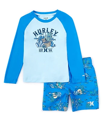 Hurley Little Boys 2T-4T Short Sleeve Treasure Hunt T-Shirt & Swim Trunks Set