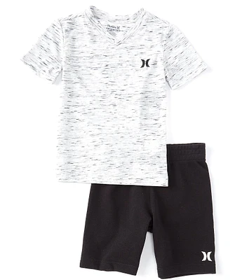 Hurley Little Boys 2T-7 Short-Sleeve Cloud Slub V-Neck Tee & French Terry Shorts 2-Piece Set