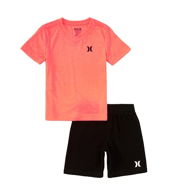 Hurley Little Boys 2T-7 Short-Sleeve Cloud Slub V-Neck Tee & French Terry Shorts 2-Piece Set