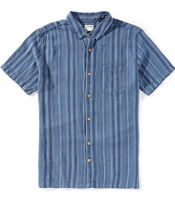 Hurley Oceanside Short Sleeve Striped Woven Linen-Blend Shirt