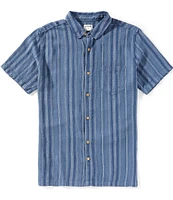 Hurley Oceanside Short Sleeve Striped Woven Linen-Blend Shirt