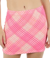 Hurley Ombre Plaid Pull-On Cover-Up Mini Skirt