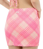 Hurley Ombre Plaid Pull-On Cover-Up Mini Skirt