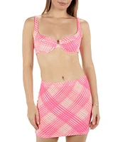 Hurley Ombre Plaid Pull-On Cover-Up Mini Skirt