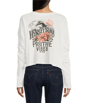 Hurley Positive Vibes Tour Long Sleeve Cropped Graphic T-Shirt