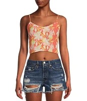 Hurley Sand Dollar Printed Smocked Back Crop Tank Top