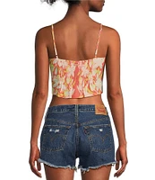 Hurley Sand Dollar Printed Smocked Back Crop Tank Top