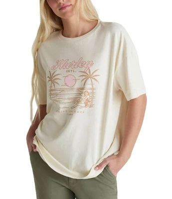 Hurley Sunshine Graphic Coast Short-Sleeve Boyfriend T-Shirt