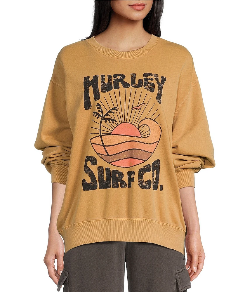 Hurley Take Me Surfing Long Sleeve Boyfriend Fleece Graphic Sweatshirt